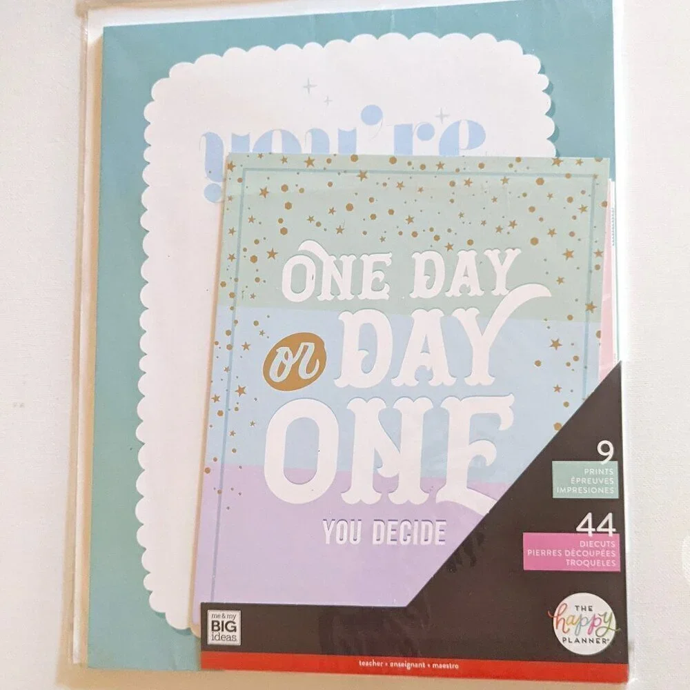 NWT Back to School Happy Planner Teacher 'One Day Day One' 53pc Wall Art Kit